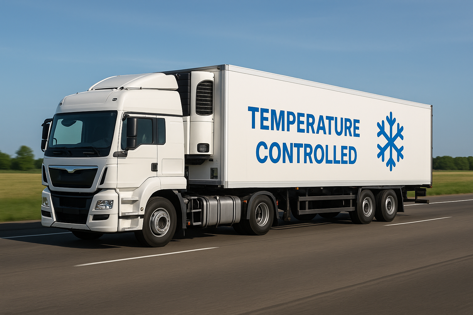 Refrigerated reefer truck on highway